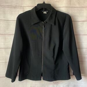 Vintage Cimmaron Black Zip Up Jacket with Rhinestone Zipper Size 12